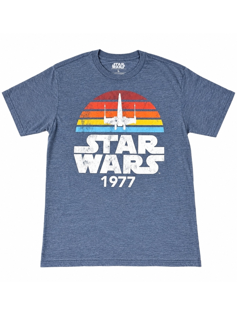 Star Wars 1977 X-Wing Retro Graphic T-Shirt Blue Mad Engine Men’s Medium